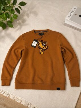 Bonobos Rust Brown Crewneck Sweater with Giraffe Patch
